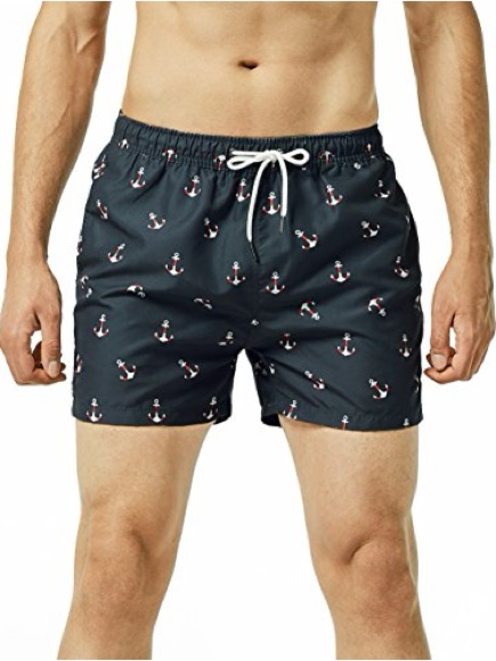 Men's Anchor Print Swim Trunks - Navy EUC